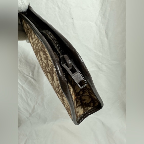 Genuine CHRISTIAN DIOR vintage brown canvas clutch with logo 70s - Picture 9 of 12